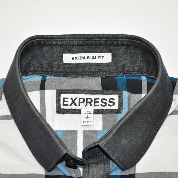 EXPRESS PLAID EXTRA SLIM FIT BUTTON DOWN SHIRT - Picture 3 of 3